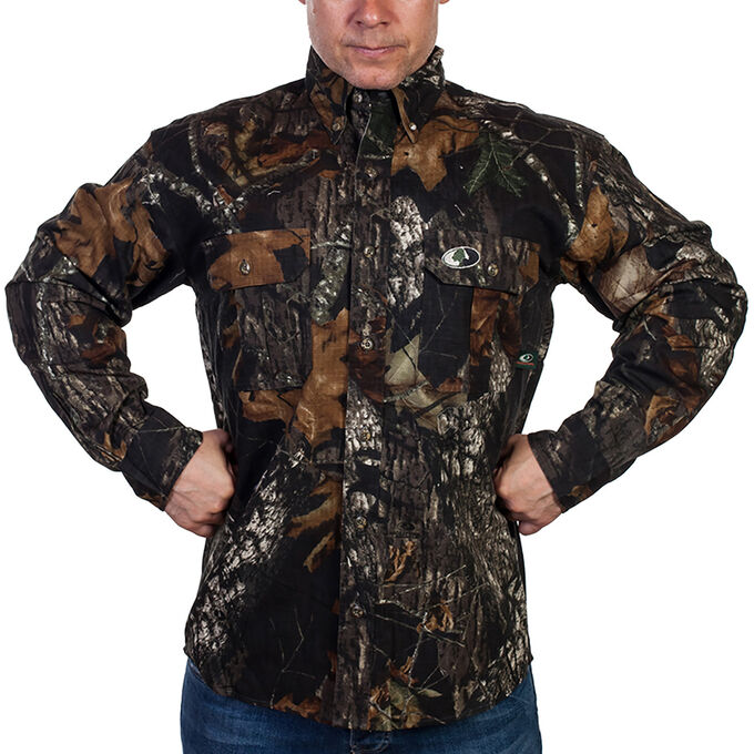 Милитари-рубашка Mossy Oak (США) - стильный трехмерный камуфляжный принт, классический фасон №13