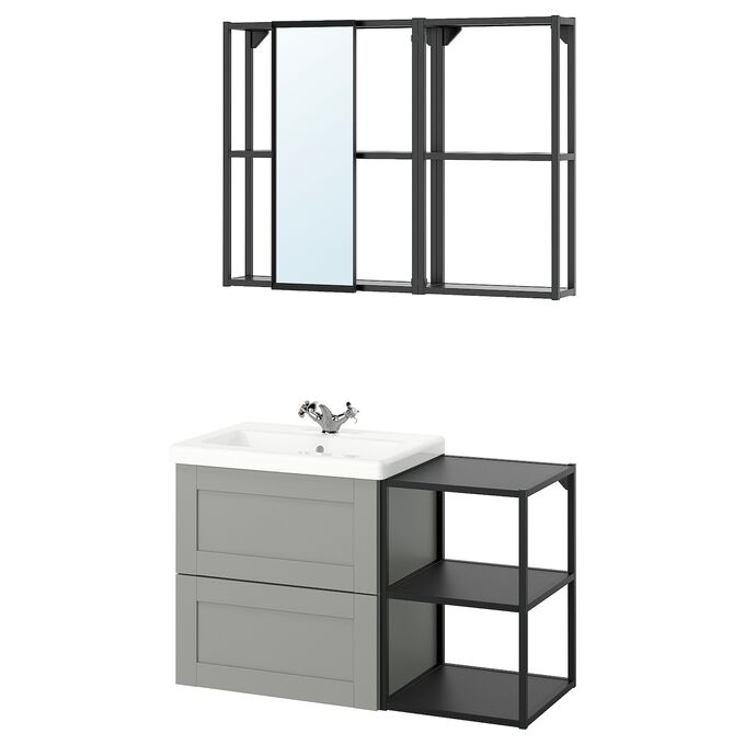 IKEA ENHET, ванная комната, антрацитово-серая рама, 102x43x65 см