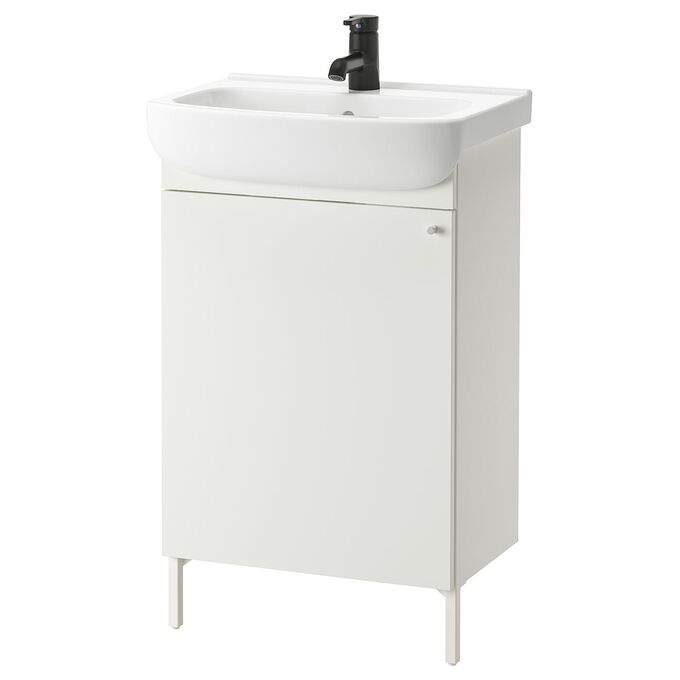 IKEA NYSJ?N BJ?RK?N, умывальник с дверцей/раковиной краном, белый, 54x40x98 см