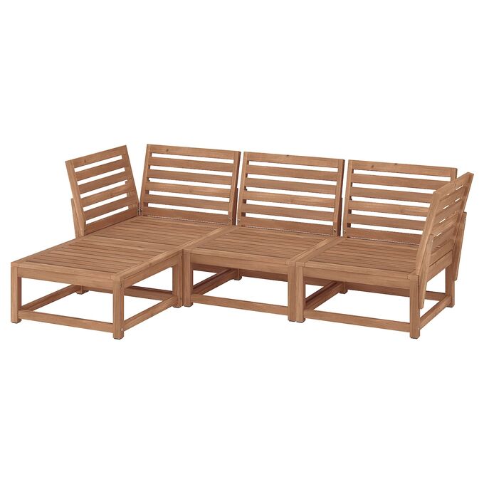 IKEA N?MMAR?, 3-местный модульный диван, открытый, со скамеечкой для ног, окрашенный в светло-коричневый цвет
