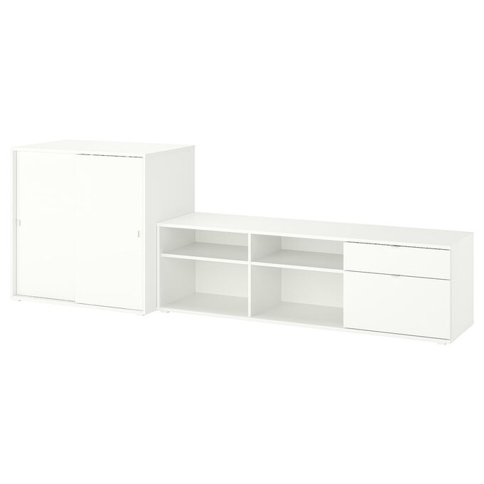 IKEA VIHALS, комбинация для телевизора и хранения вещей, белый, 275x47x90 см