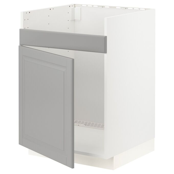 IKEA МЕТОД, базовая кабина, раковина с одной чашей HAVSEN, белый /Bodbyn grey, 60x60x80 см