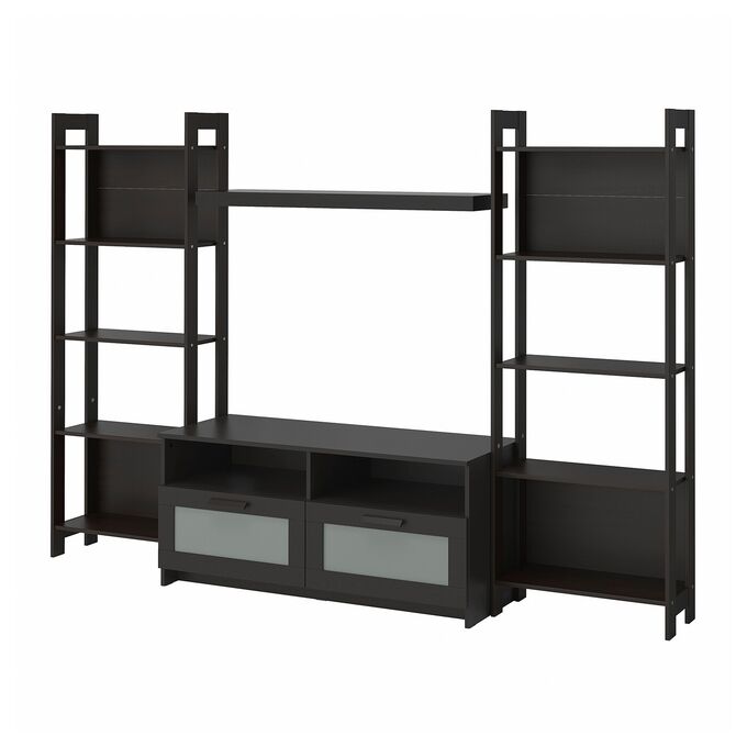 IKEA LAIVA BRIMNES, комбинация для хранения телевизора, черно-коричневый, 244x41x165 см