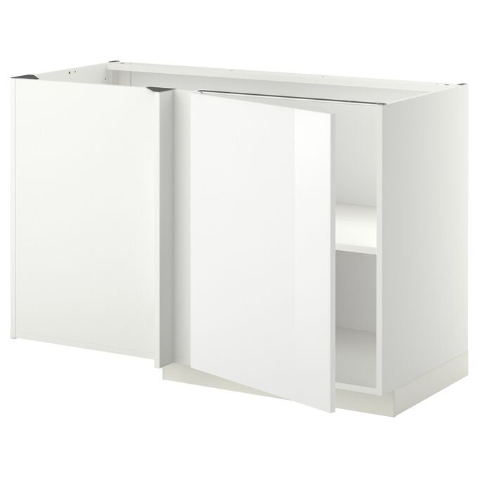 IKEA МЕТОД, угловой базовый шкаф с полкой, белый/Ringhult white, 128x68x80 см
