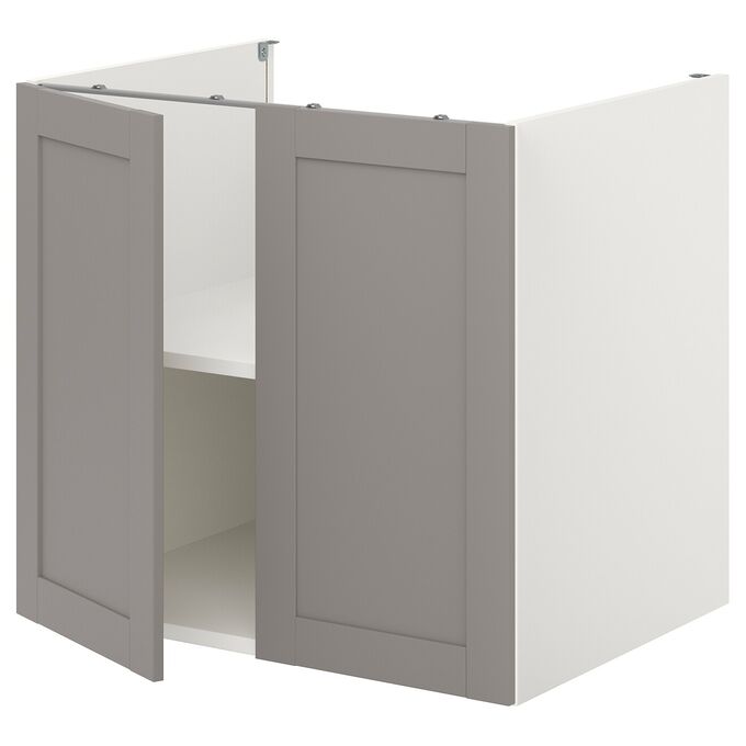 IKEA ENHET, bc w shlf/двери, белая серая рама, 80x62x75 см