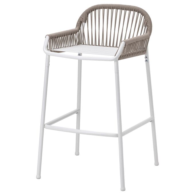 IKEA SEGER?N, барный стул, напольный, белый/бежевый, 73 см