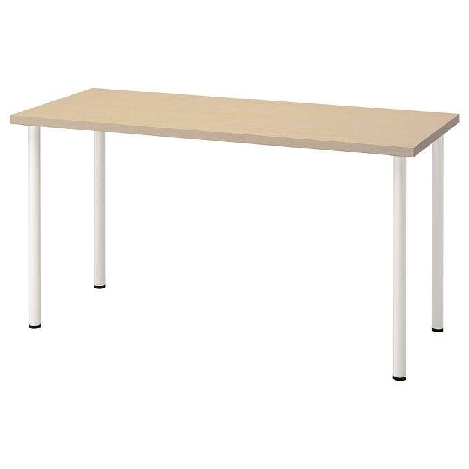 IKEA M?LSKYTT ADILS, письменный стол, береза/белый, 140x60 см