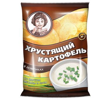 «Хрустящий картофель», чипсы со вкусом сметаны и лука, произведены из свежего картофеля, 40г