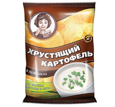 «Хрустящий картофель», чипсы со вкусом сметаны и лука, произведены из свежего картофеля, 70г