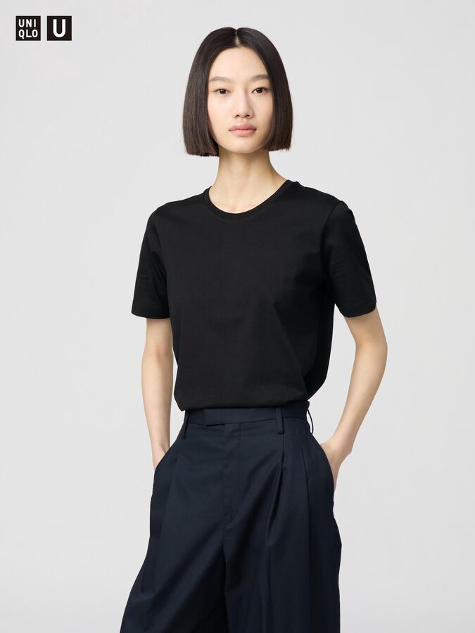 UNIQLO U - однотонная футболка из хлопка Supima - 09 BLACK