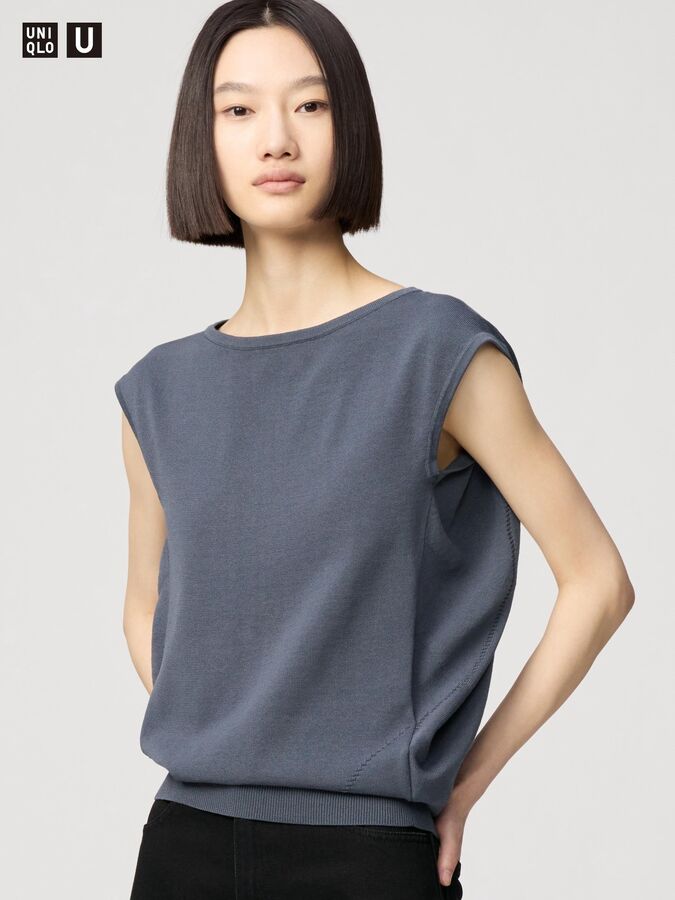 UNIQLO U — свитер без рукавов из смесового хлопка - 07 GRAY