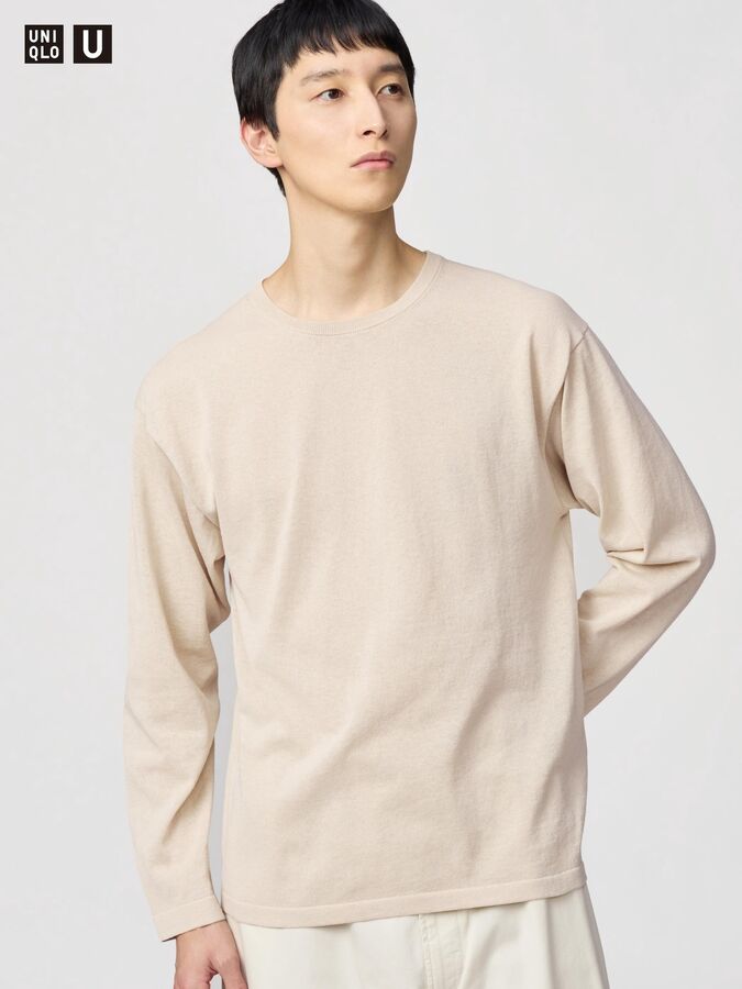 UNIQLO U - свободный свитер с круглым вырезом и длинным рукавом - 31 BEIGE