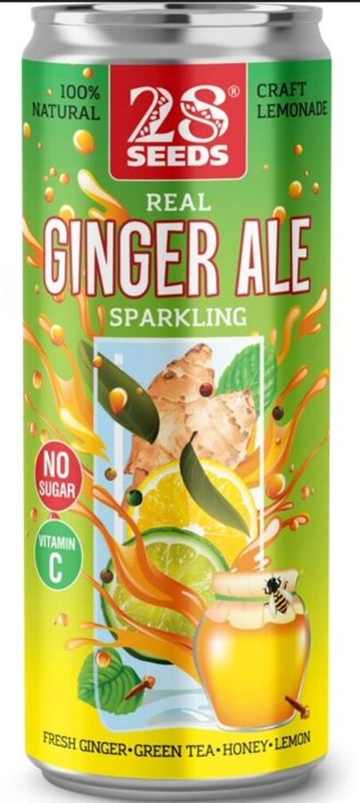 28 Seeds Напиток имбирный эль &quot;Ginger ale&quot; среднегаз. с соком, ж/б 330мл