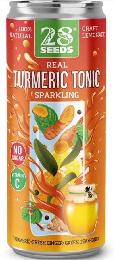 28 Seeds Напиток куркуминный тоник &quot;Turmeric tonic&quot; среднегаз. с соком, ж/б 330мл