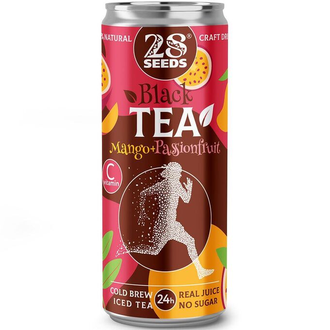 28 Seeds Чай чёрный &quot;Манго + Маракуйя&quot; Cold Brew ж/б 330 мл