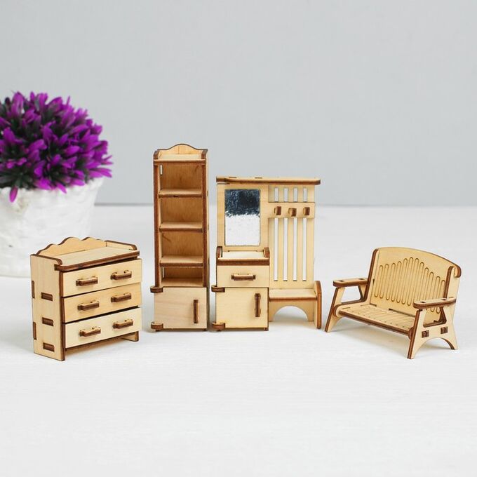 Polly Набор деревянной мебели для кукол «Прихожая», 4 предмета