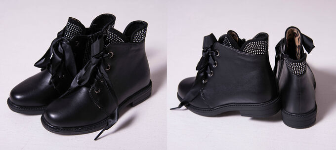 Обувь детская 500В17391 Ботинки &quot;Стразы&quot; Черные