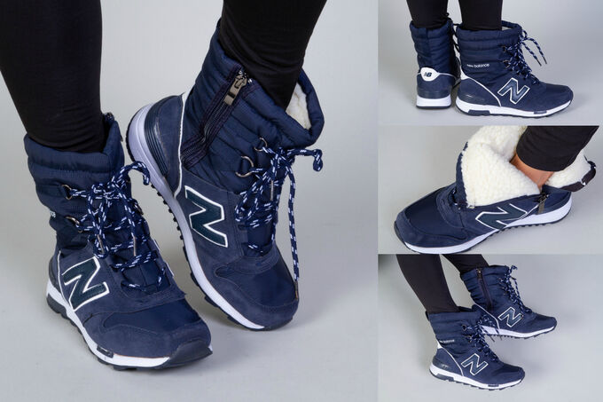 Обувь женская 7507 Сапоги &quot;Е361 - N &quot; Темно-Синие с Белым