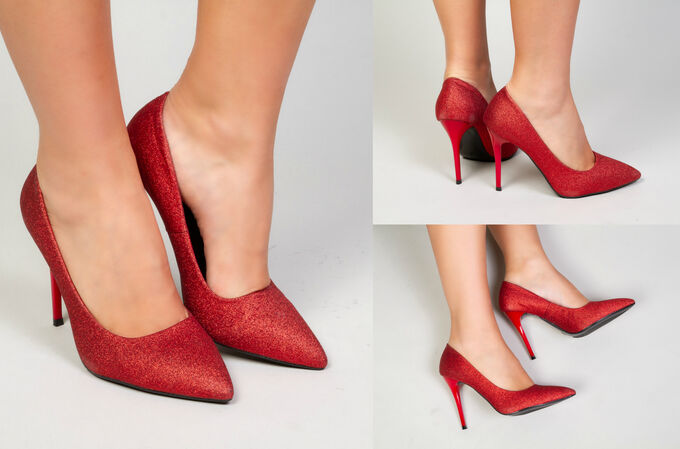Обувь женская 4504 Туфли &quot;WKB884 -Блестящие&quot; Красные