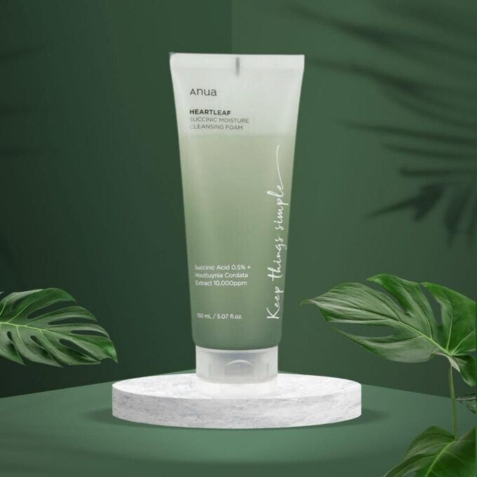 ANUA Heartleaf Succinic Moisture Cleansing Foam, 150ml - Гель-пенка для умывания с янтарной кислотой