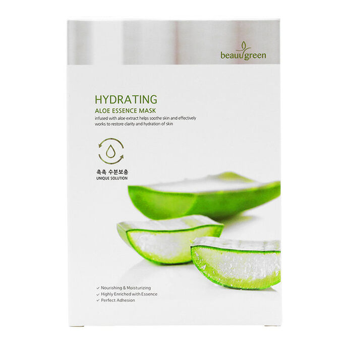 BeauuGreen Premium Aloe Essence Mask, 23g - Тканевая маска для лица с экстрактом алоэ вера