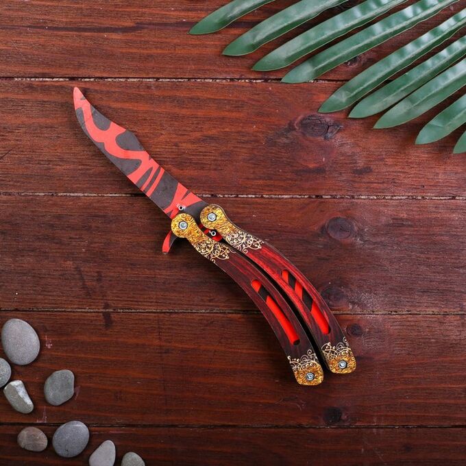 Дарим красиво Сувенир деревянный «Нож бабочка, красные линии»