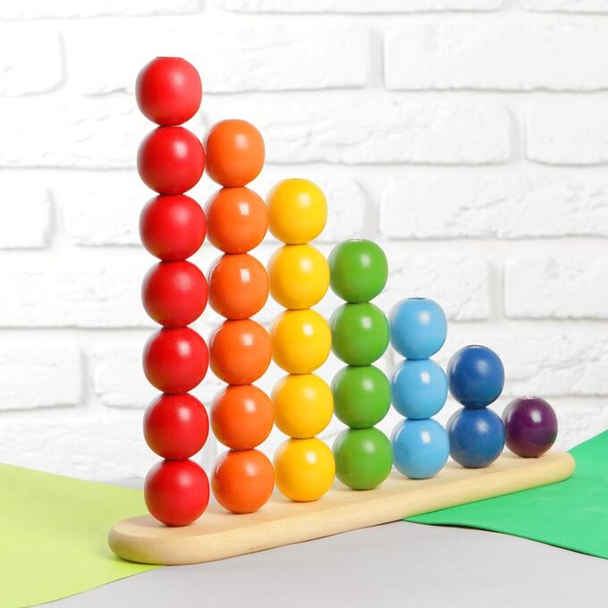 RNToys Пирамидка «Абака радуга с шариками», шарик: 3,2 см