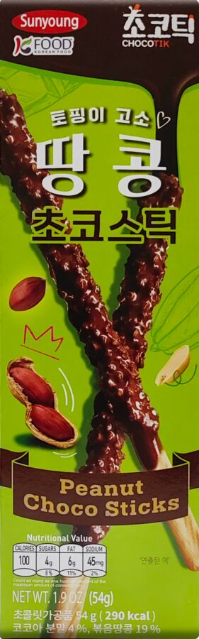 SUNYOUNG FOOD Шоколадные палочки с арахисом 54 гр