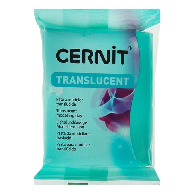 Полимерная глина запекаемая, Cernit Translucent, 56 г, прозрачный изумруд, №620