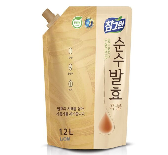 CJ Lion Средство для мытья посуды Chamgreen Pure Fermentation &quot;5 злаков&quot;, мягкая упаковка, 1200 мл