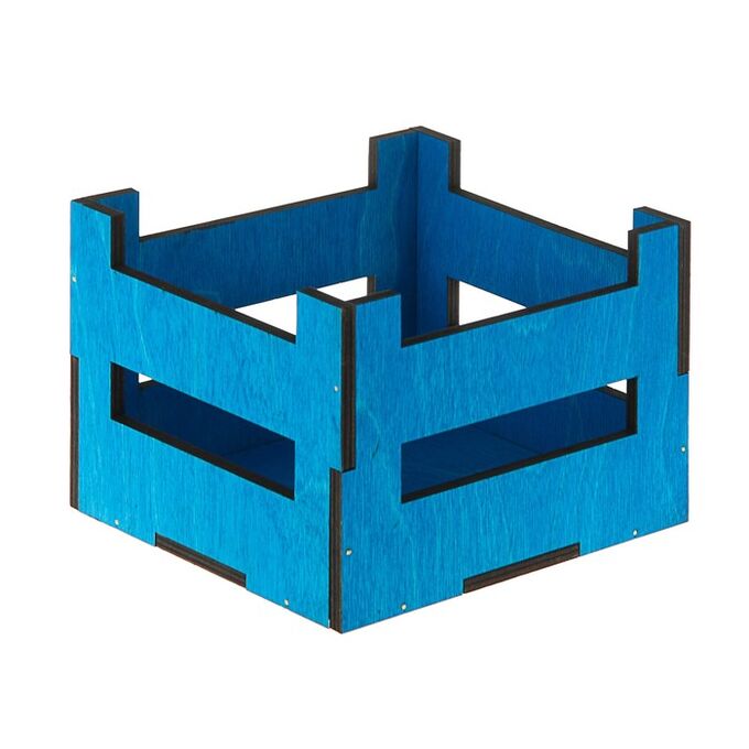 Ящик реечный, синий, 16 х 16 х 12 см