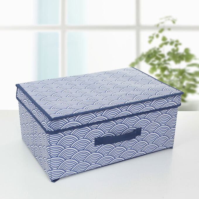 Короб для хранения с крышкой «Волна», 45?30?20 см, цвет синий