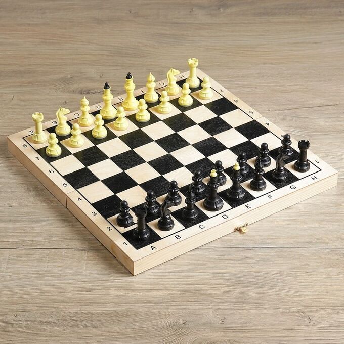 Настольная игра 3 в 1 &quot;Классическая&quot;: нарды, шахматы пластик, шашки, (доска дерево 40х40 см)