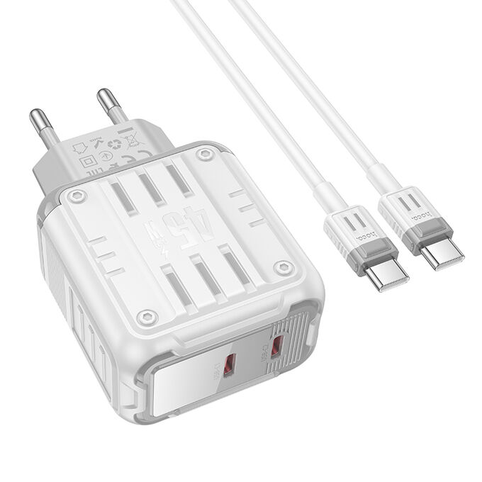Hoco Комплект зарядных устройств C137A Rock PD45W (2C) (C-C) (европейский стандарт)