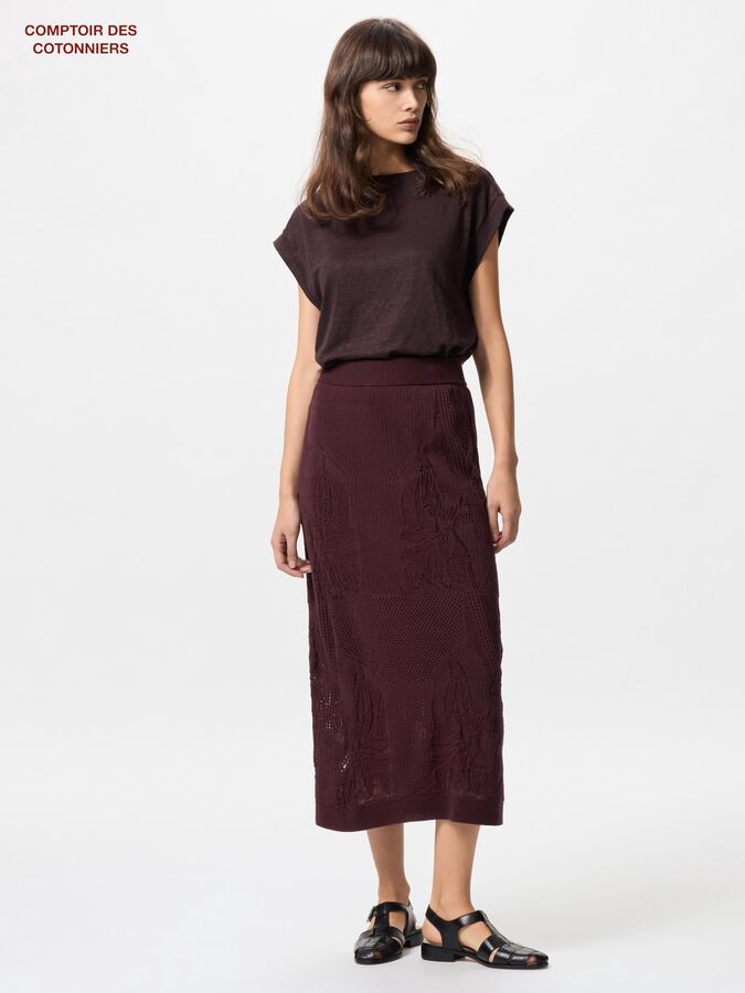 UNIQLO x Comptoir des Cotonniers - вязаная юбка-миди - 38 DARKBROWN