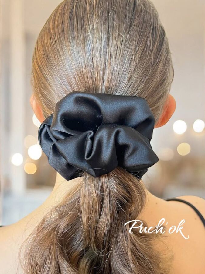 Sport chic Большая шелковая резинка плотная черная