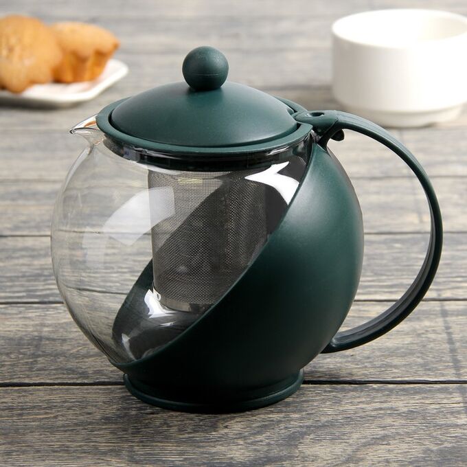 СИМА-ЛЕНД Чайник стеклянный заварочный «Забота», 1,25 л, с металлическим ситом, цвет МИКС