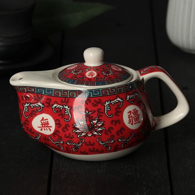 СИМА-ЛЕНД Чайник керамический заварочный с металлическим ситом «Лотос», 200 мл, цвет красный