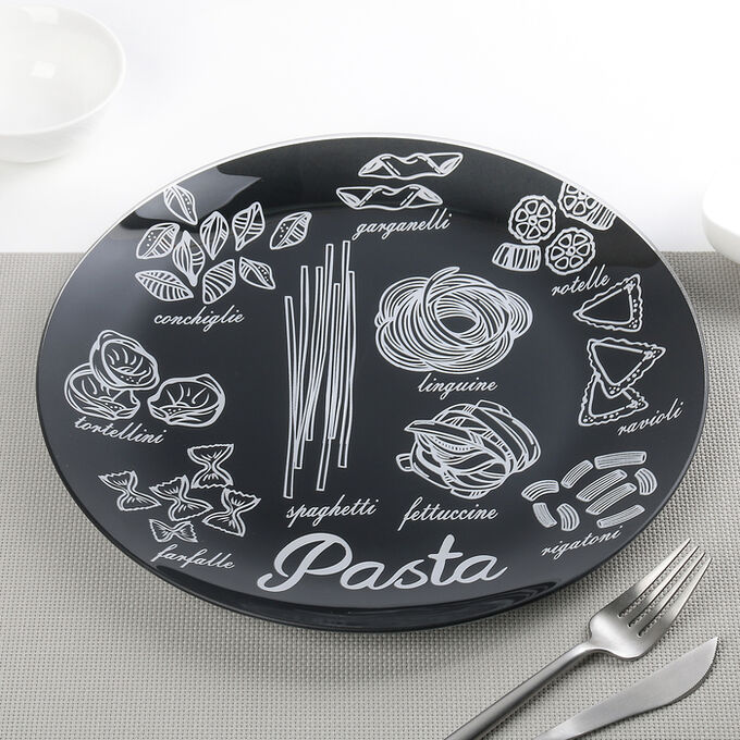 Тарелка обеденная «Паста», d=30 см, цвет чёрно-белый