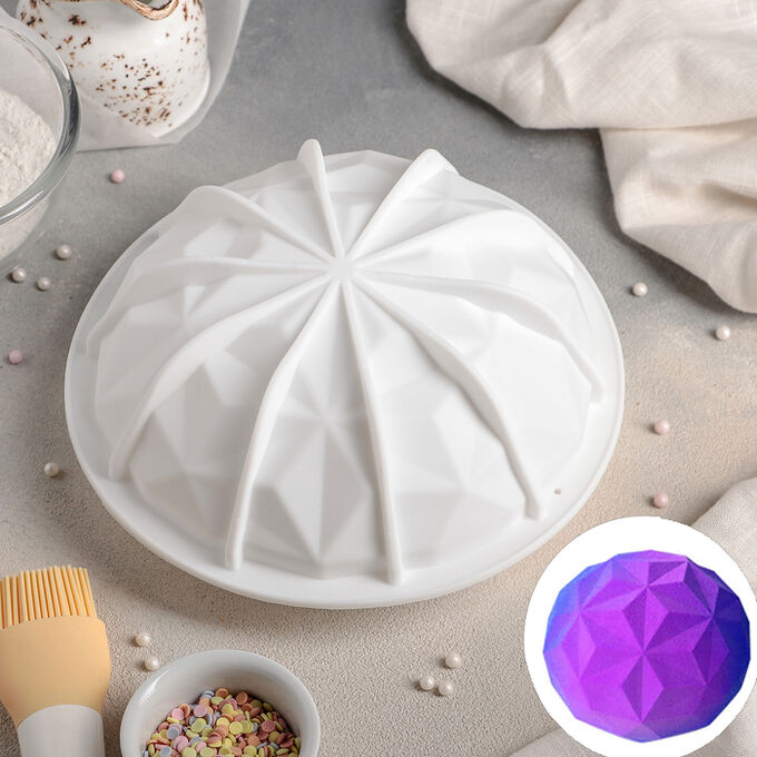 Форма для муссовых десертов и выпечки Доляна «Кристалл», 19x9,8 см, цвет белый