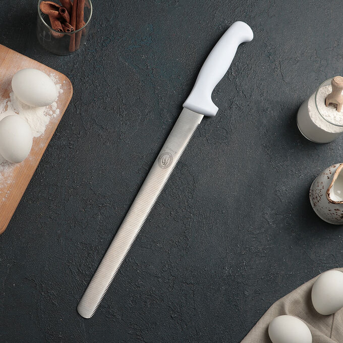 СИМА-ЛЕНД Нож для бисквита, мелкие зубчики, ручка пластик, рабочая поверхность 29,5 см, толщина лезвия 1,9 мм