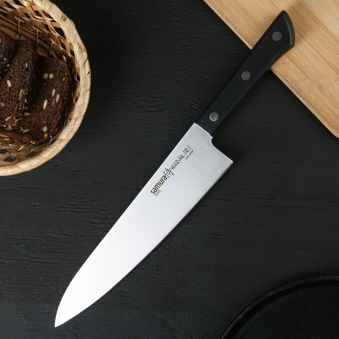 Нож Samura HARAKIRI шеф, лезвие 20,8 см, чёрная рукоять, сталь AUS-8