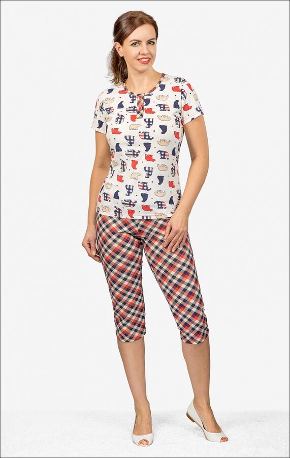 Пижама с бриджами, красный (516-2)