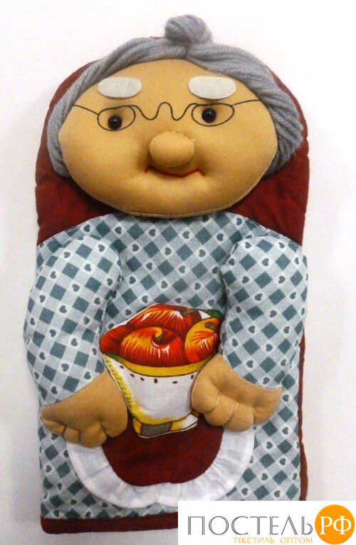 Варежка-прихватка декоративная Бабушка с яблоками 17х27