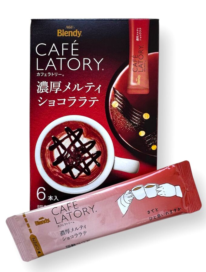 Кофе в стиках AGF Cafe Latory Насыщенный латте с тающим шоколадом Ajinomoto, 6 стиков 58,8 гр.