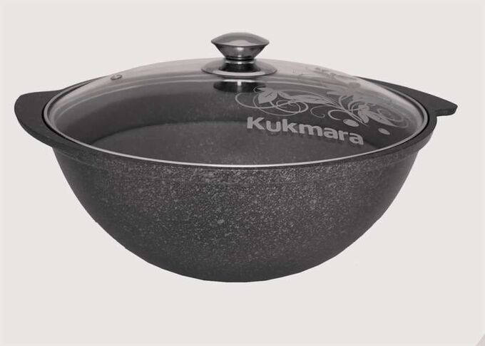 KUKMARA Казан для плова 4,5л со стеклянной крышкой, АП линия «Granit Ultra» (Original)