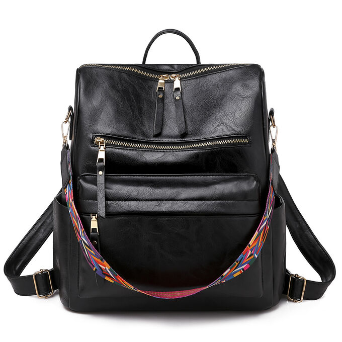 Fashion & Bags Рюкзак-сумка женский, компактный, экокожа Черный