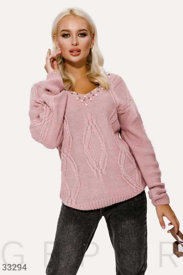 Пуловер нежного пудрового оттенка