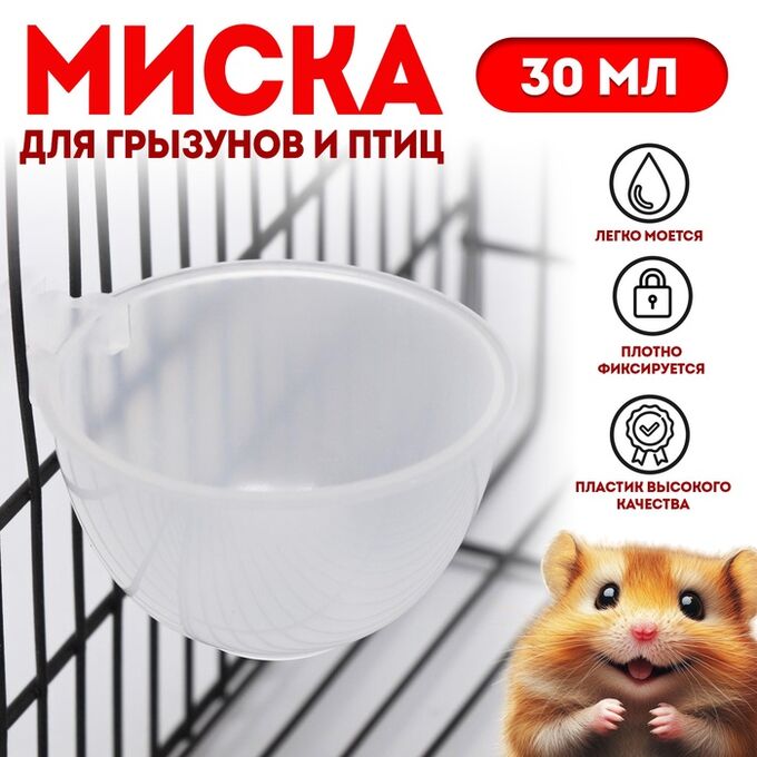 СИМА-ЛЕНД Миска для грызунов и птиц, 30 мл, прозрачная