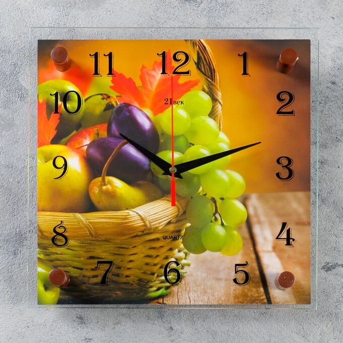 Часы настенные, серия: Кухня, &quot;Корзина с фруктами&quot;, 25х25  см, микс